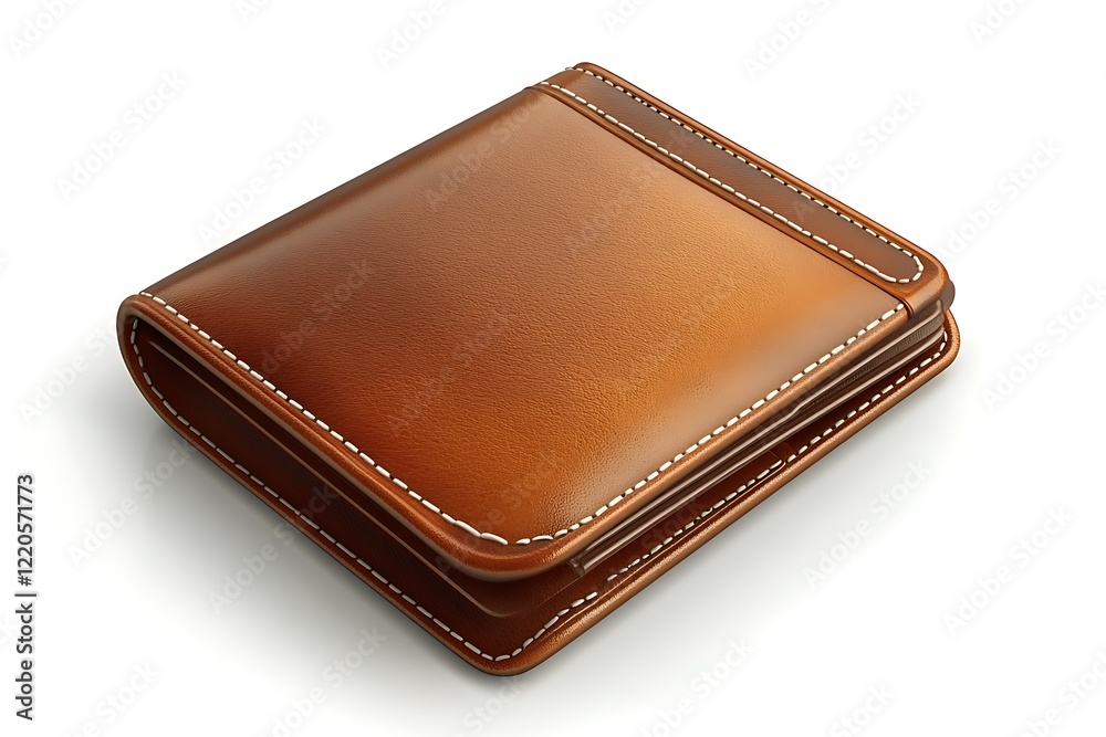 Leather Wallet with Card Slots, White Background Leather Wallet with Card Slots, White Background