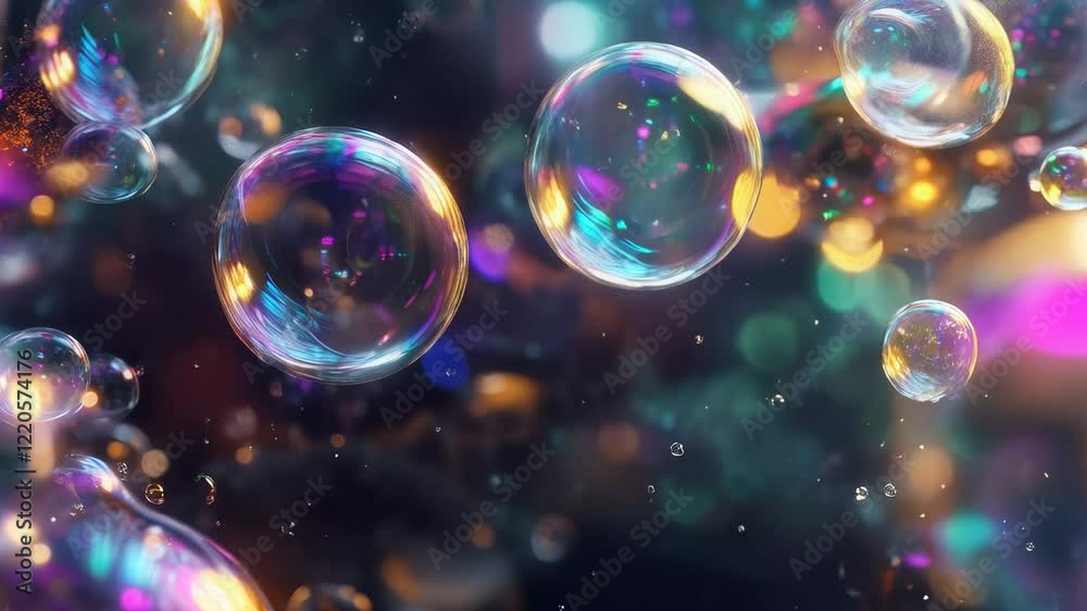 Colorful Floating Bubbles with Shimmering Light Effects Colorful Floating Bubbles with Shimmering Light Effects