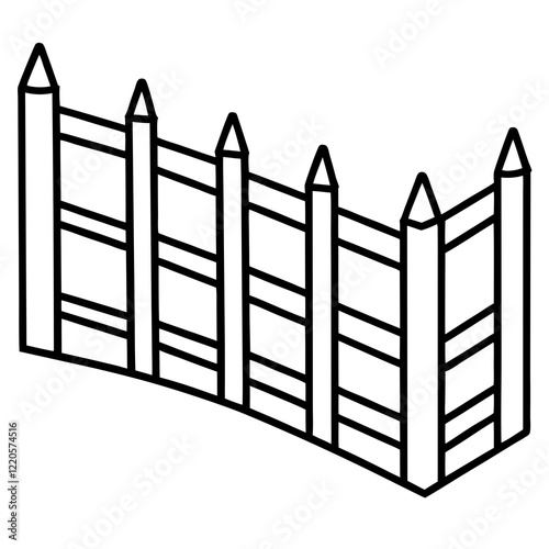 Vintage Fence Line Drawing for Vector Art
