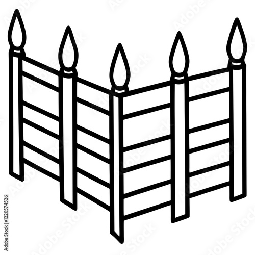 Vintage Fence Line Drawing for Vector Art