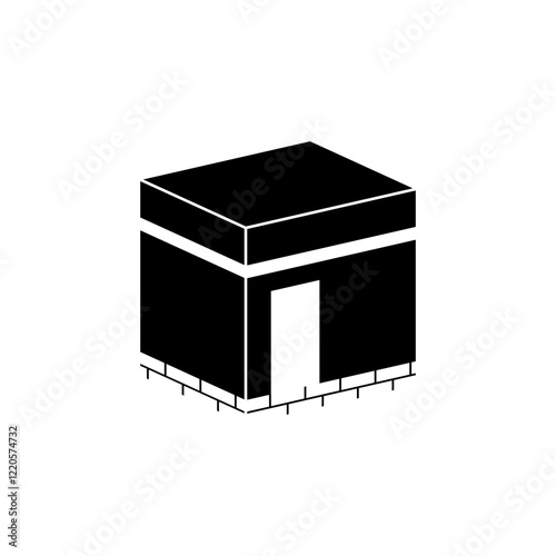 Kaaba black fill icon. The Ka'aba, Ka'ba, Ka'bah, Kabah, Masjid al-Haram. Kaaba for hajj (pilgrimage) in mecca. Editable vector illustration for your design element resources.