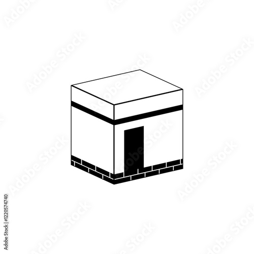 Kaaba outline icon. The Ka'aba, Ka'ba, Ka'bah, Kabah, Masjid al-Haram. Kaaba Mosque for hajj (pilgrimage) in mecca. Editable vector illustration for your design element resources.