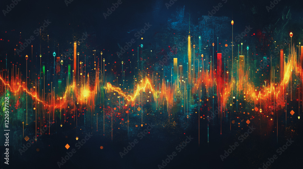 Fototapeta premium Abstract dark blue background with Colorful charts and graphs with statistics to innovative analyze business potential and forecast future development of companies growth.