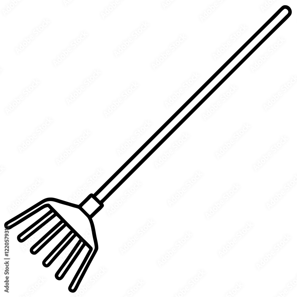 Naklejka premium Vintage Rake Line Art for Print or Digital