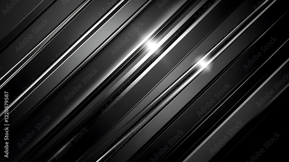 Obraz premium Abstract Black And Silver Diagonal Stripes Design