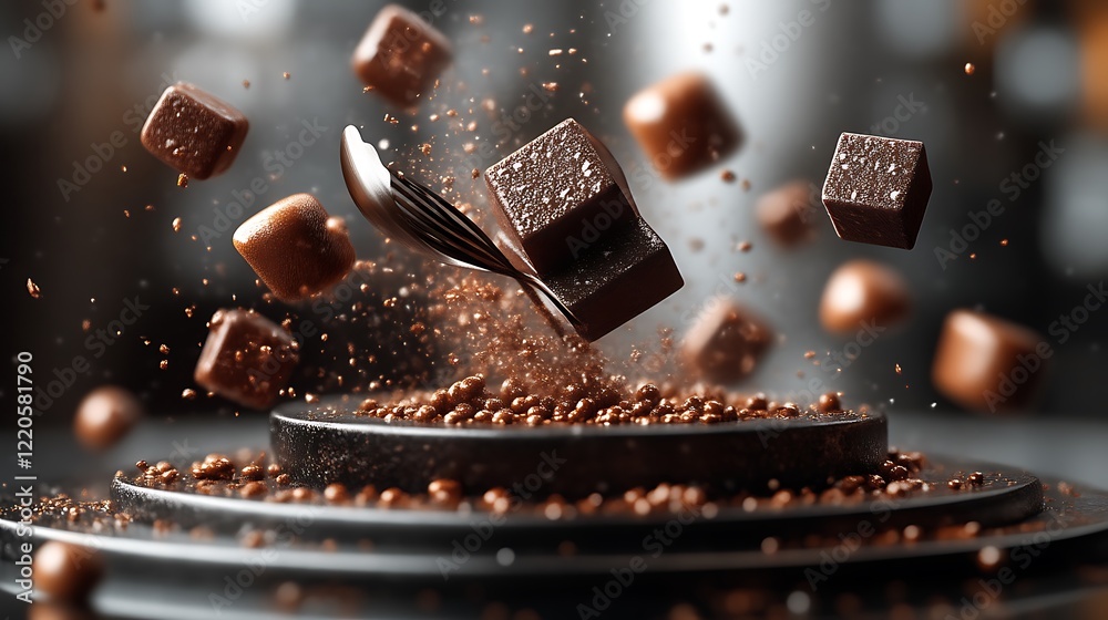 Chocolate Cubes Levitation Delightful Dessert Display Chocolate Cubes Levitation Delightful Dessert Display