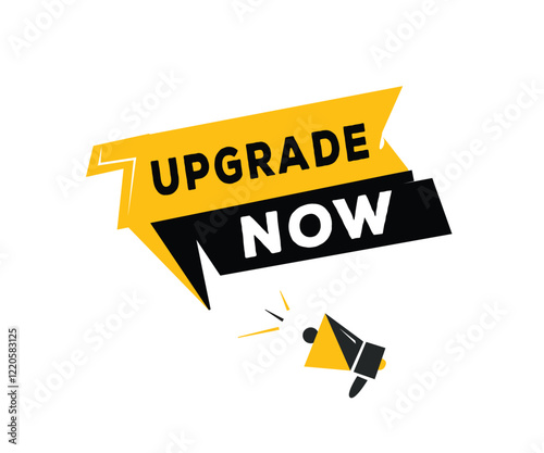 Upgrade now Colorful banner label vector modern element. Business concept or advertising design template.