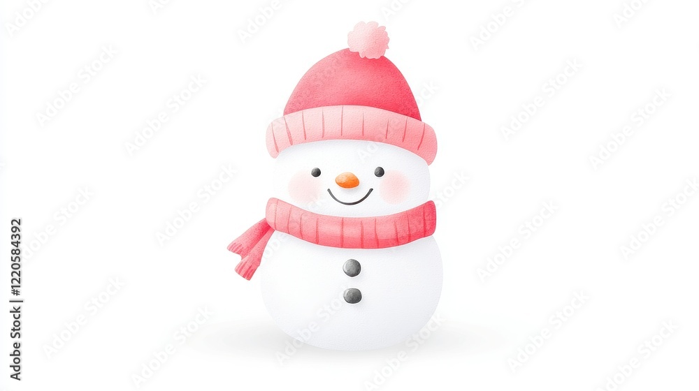 Snowman in festive red hat and scarf, charming watercolor illustration, perfect for holiday projects, crisp white background, versatile PNG clipart for creative use Snowman in festive red hat and scarf, charming watercolor illustration, perfect for holiday projects, crisp white background, versatile PNG clipart for creative use