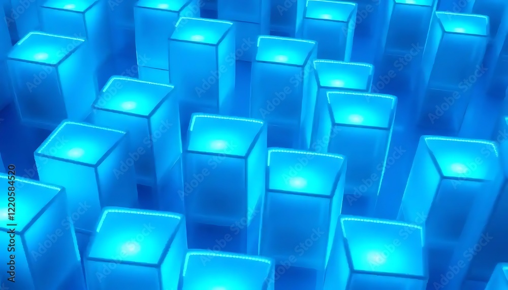 Illuminated Blue Cubes Abstract Pattern Design Illuminated Blue Cubes Abstract Pattern Design