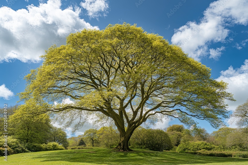 Majestic spring tree park sunny landscape Majestic spring tree park sunny landscape