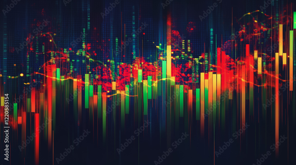 Obraz premium Abstract dark blue background with Colorful charts and graphs with statistics to innovative analyze business potential and forecast future development of companies growth.