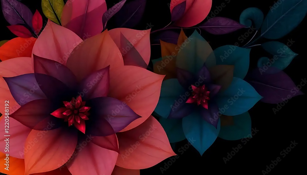 Obraz premium Vivid Floral Arrangement Dark Background Artistic Flowers