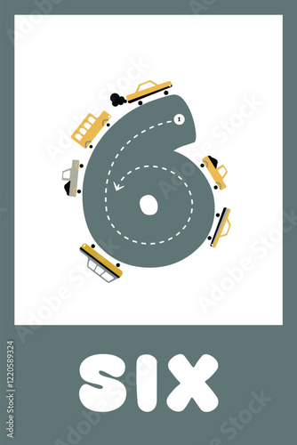 Learning numbers. Educational cards for children. Cute flashcards for preschool years and kindergarten kids. Numbers from 1 to 10. Vector illustration.