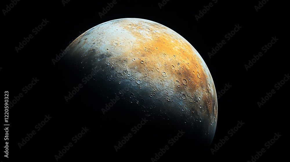 Naklejka premium A distant planet seen from space dark background