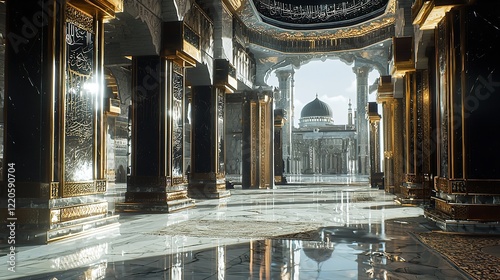 The Kaaba, the holiest place in Islam, located in the Grand Mosque in Mecca, Saudi Arabia. photo