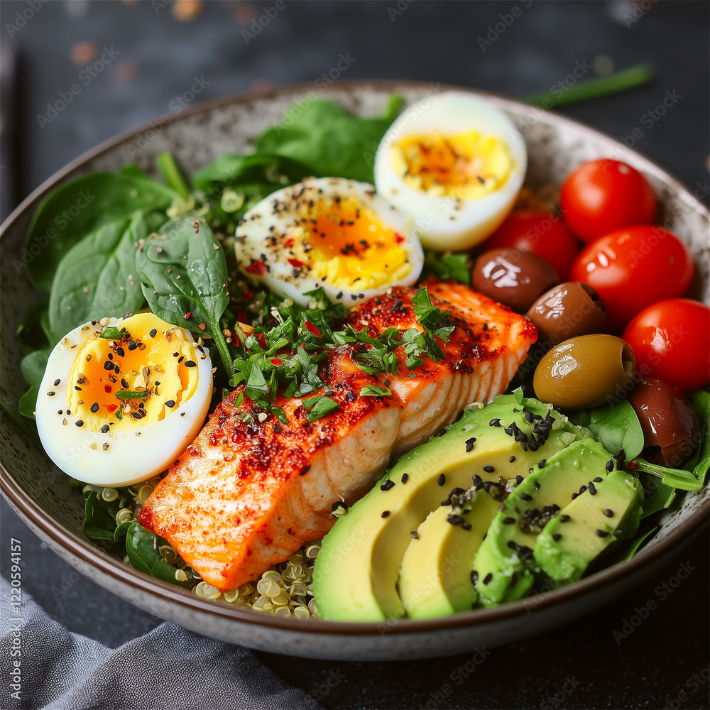 Salmon in a plate with vegetables Salmon in a plate with vegetables