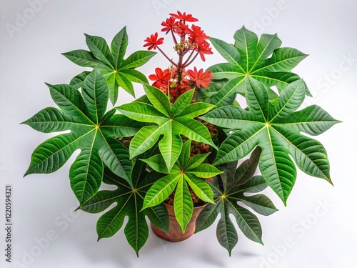 Aerial View of Jatropha Plant Isolated on White Background - Drone Photography photo