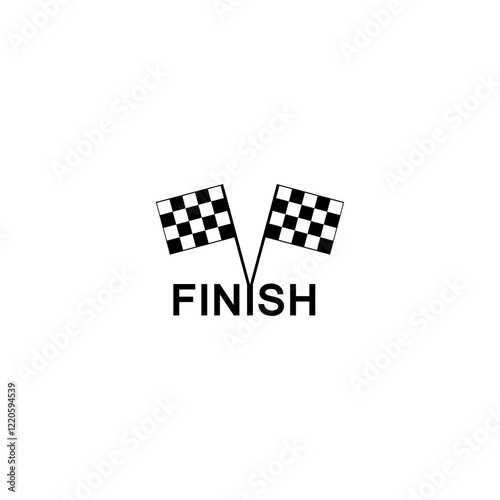 Finish flag for car racing icon isolated on white background