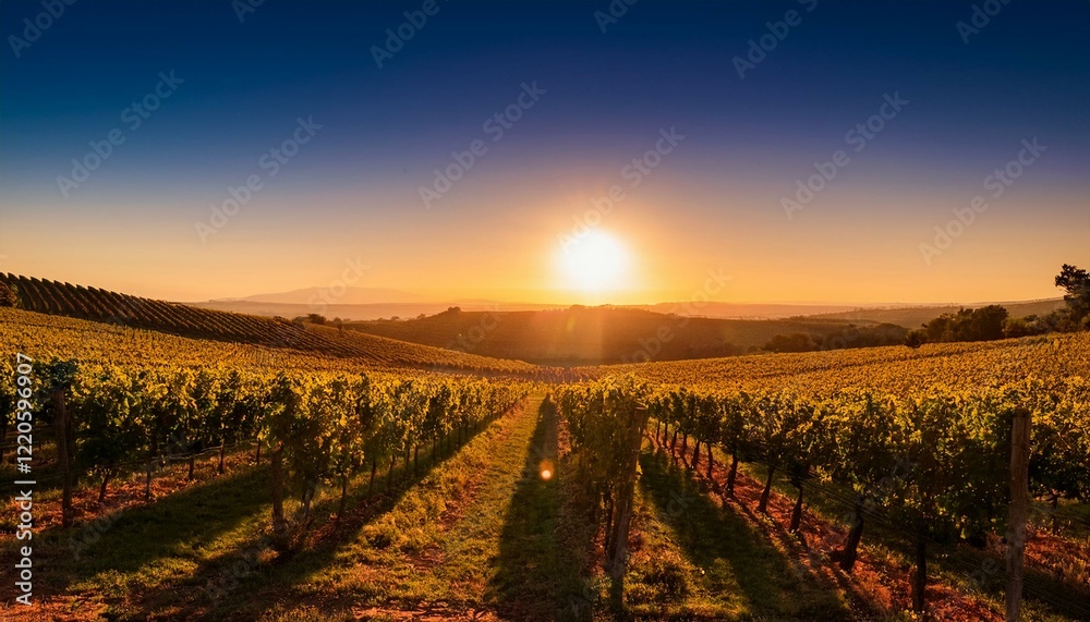 Fototapeta premium Golden Light Vineyard Background