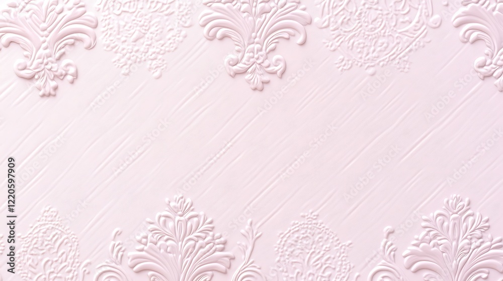 Elegant Pink Embossed Floral Damask Design Background Elegant Pink Embossed Floral Damask Design Background
