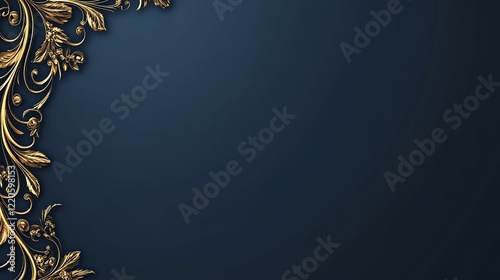 Gold Filigree Design On Dark Blue Background
