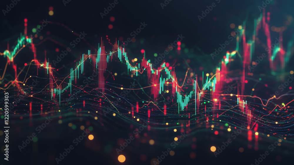 Fototapeta premium Abstract dark blue background with Colorful charts and graphs with statistics to innovative analyze business potential and forecast future development of companies growth.