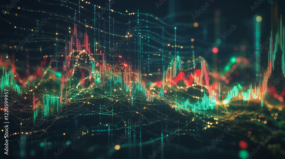 Fototapeta premium Abstract dark blue background with Colorful charts and graphs with statistics to innovative analyze business potential and forecast future development of companies growth.