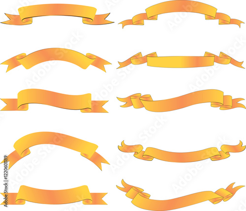 Beautiful Ribbons Banner, Tags and Bows Collection Set Vector Design EPS Template.