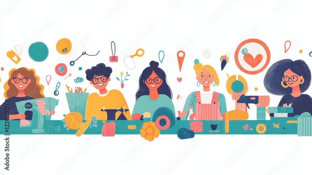 Creative Women Working Together In A Craft Studio