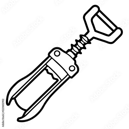 Classic Corkscrew Line Art Illustration