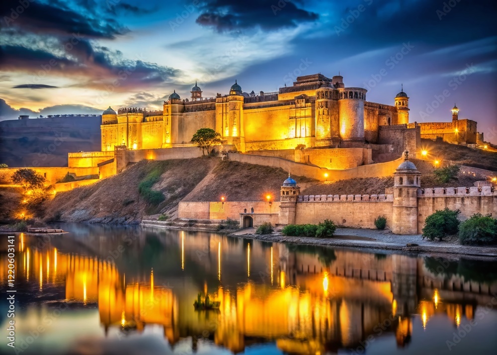 Fototapeta premium Amber Fort Jaipur Rajasthan India Long Exposure Wall Art Decor