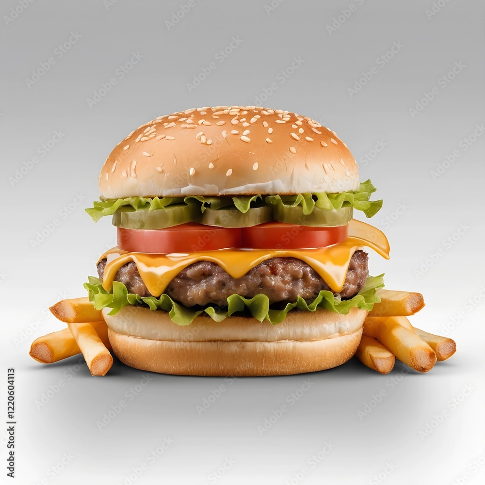 Close up of fresh tasty burger ai generated Close up of fresh tasty burger ai generated