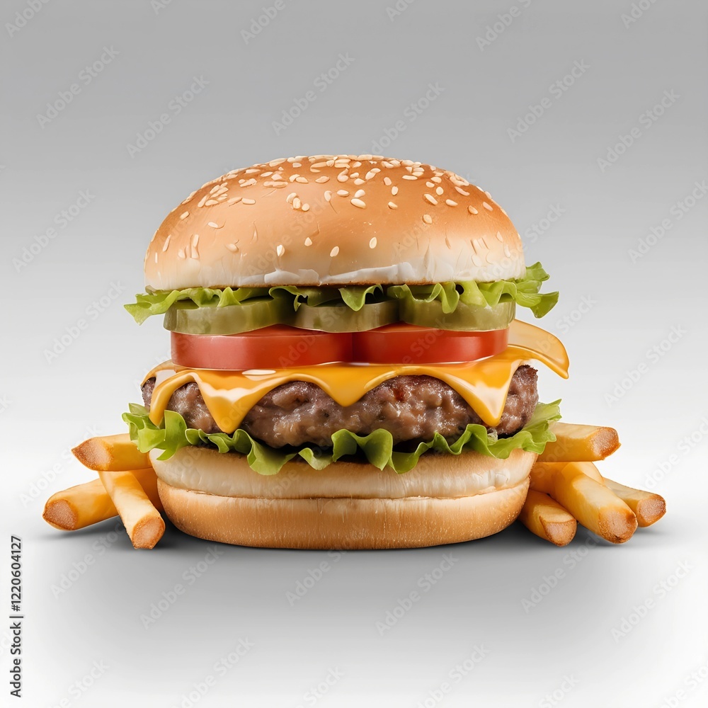 Close up of fresh tasty burger ai generated Close up of fresh tasty burger ai generated