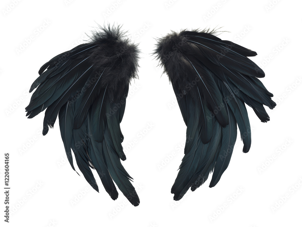 Isolated Black Feathered Wings Isolated Black Feathered Wings