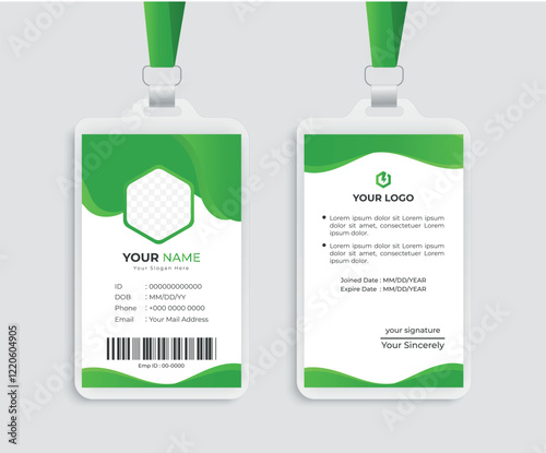 Id Card Layout with Green Accents