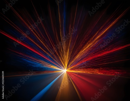 Dynamic Abstract Motion Blur Neon with Bright Red, Yellow, and Blue Streaks Colorful Lines Background