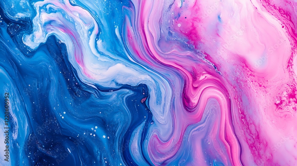 Fototapeta premium Abstract Swirling Blue Pink Acrylic Paint Mixture