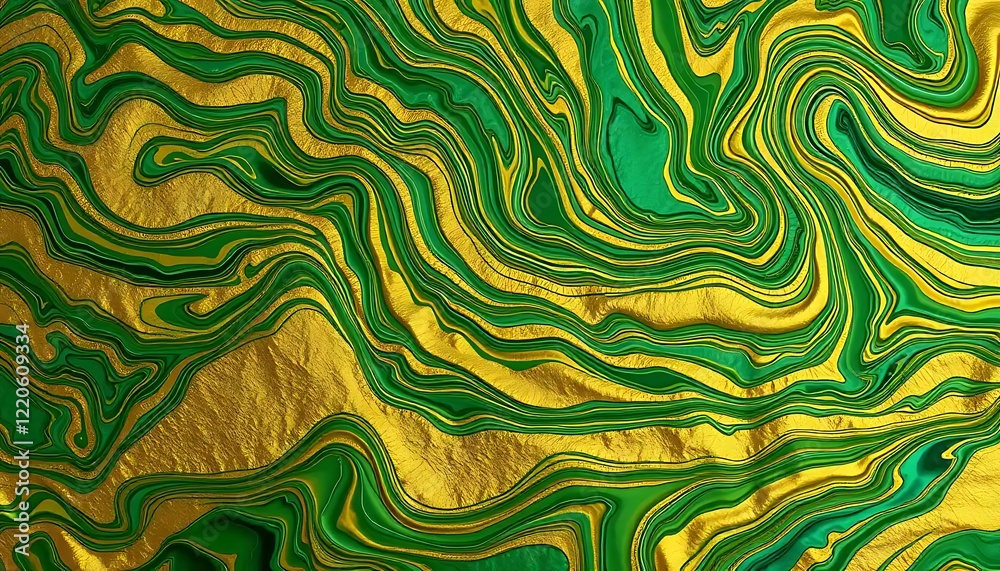 Abstract Green and Gold Swirling Marble Texture Abstract Green and Gold Swirling Marble Texture