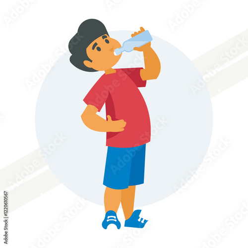 A boy drinking milk representing nutrition and health