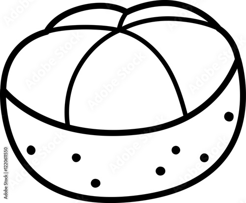 Vector black and white half peeled tangerine icon. Hand drawn line citrus fruit illustration. Cartoon orange clipart, coloring page. Fresh food isolated on white background