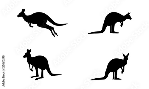 Kangaroo silhouette set in black and white