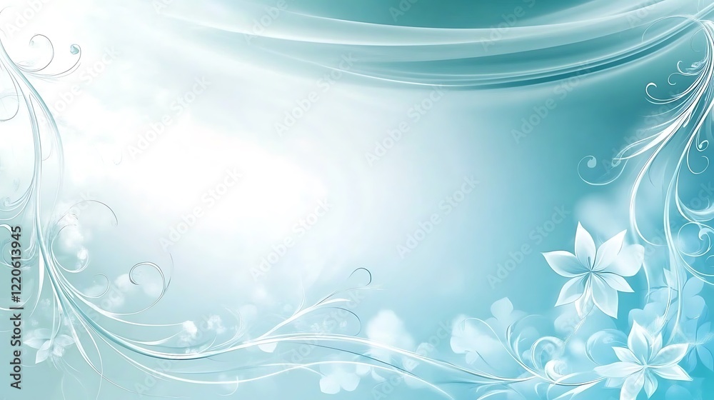 Abstract Blue Floral Design with Swirling Lines Abstract Blue Floral Design with Swirling Lines
