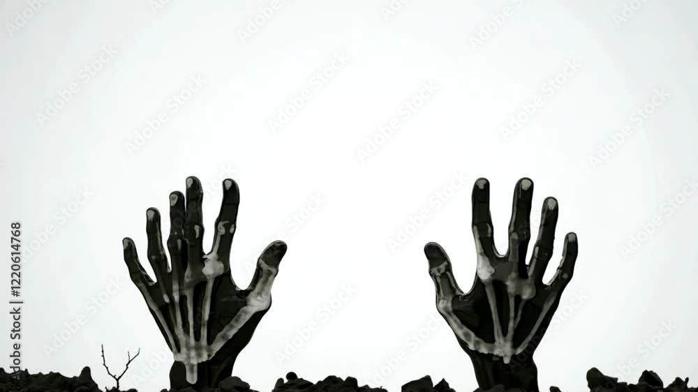 Zombie hand sticking out dirty mud ground character hand animation ...
