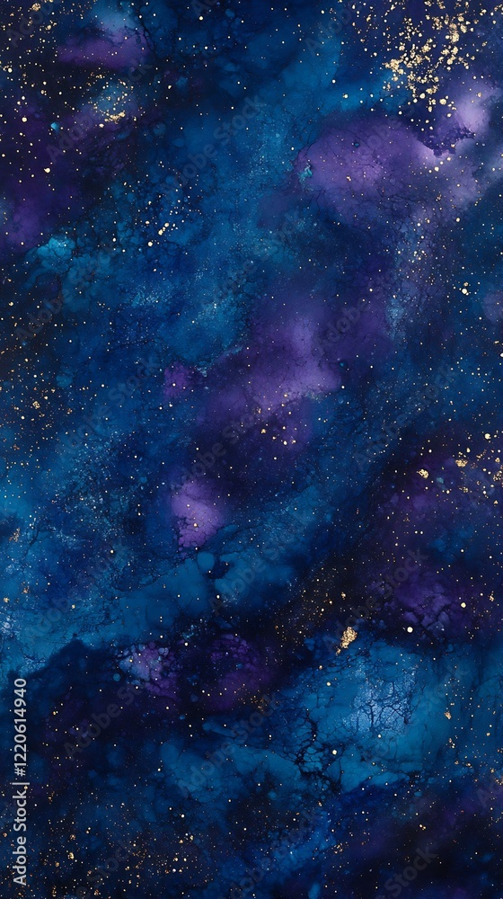 Fototapeta premium A Deep Cosmic Nebula Swirls Radiating Glittering Particles in Vast Starry Expanse.