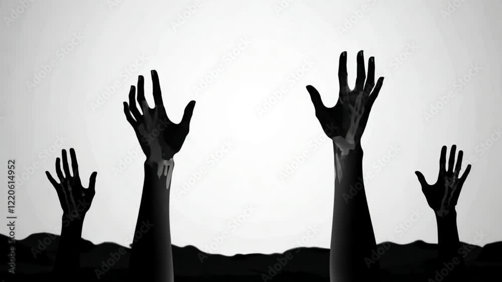 Zombie hand sticking out dirty mud ground character hand animation ...