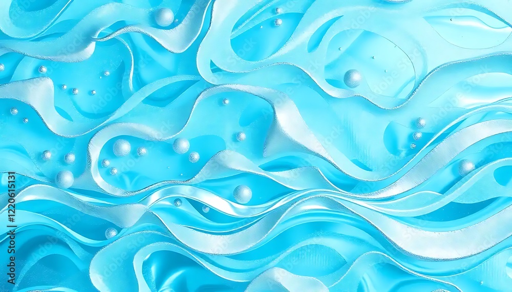 Abstract Blue Waves With Silver Spheres Background Abstract Blue Waves With Silver Spheres Background
