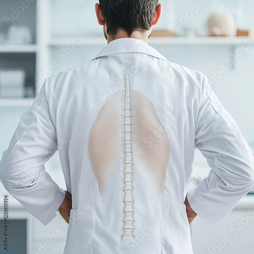 Rheumatologist performing a detailed back exam for ankylosing spondylitis photo