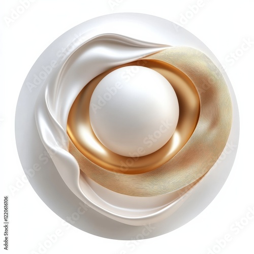 Elegant White and Gold Abstract Design Artistic Display Modern Interior Minimalist Style Top View Contemporary Aesthetics
