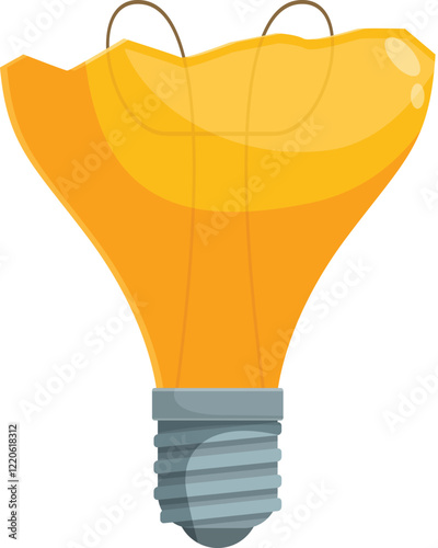 Broken light bulb with exposed filament represents a burnout or lack of inspiration