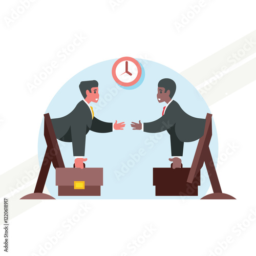 An illustration representing an online business deal symbolizing digital commerce and transactions